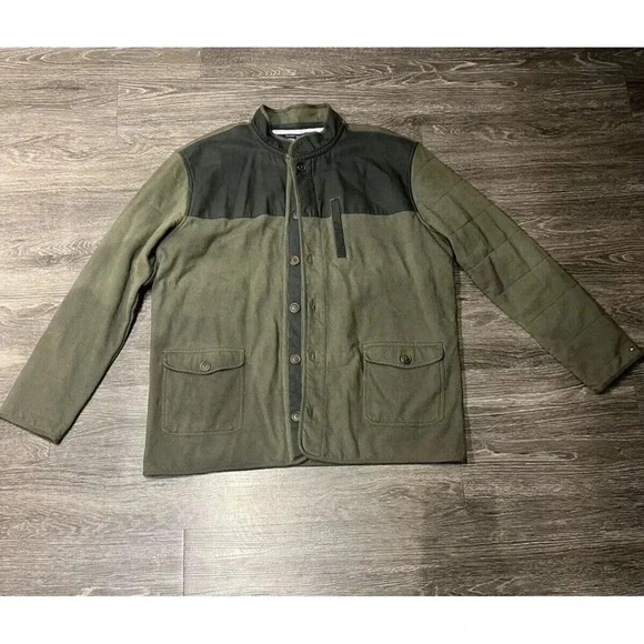 Mens Tommy Hilfiger Burton Olive Quilted Button Front Barn Chore Shacket XXL‎ - Picture 1 of 7
